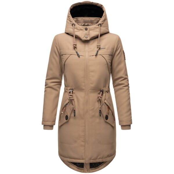 MARIKOO Damen Sportlicher Wintermantel Winterparka mit abnehmbare Kapuze Kamii