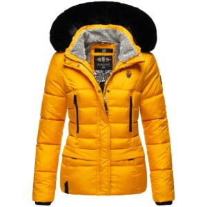 NAVAHOO Damen Winterjacke Steppjacke mit Teddyfell & Kunstpelz Kapuze Loveleen