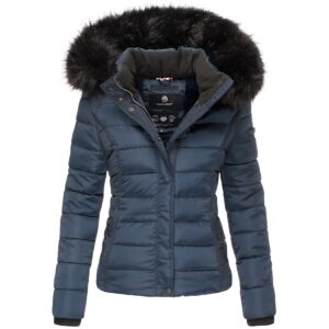 NAVAHOO Damen Steppjacke Hochwertige Winterjacke Mit Voluminöser Kunstpelz-Kapuze Miamor