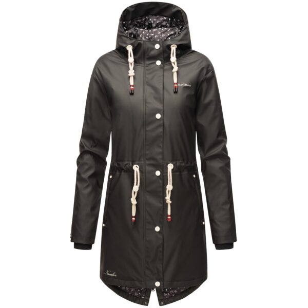 NAVAHOO Damen modischer Regen Jacke Outdoor Regenmantel Regenparka Wasserdicht Flower of Ocean