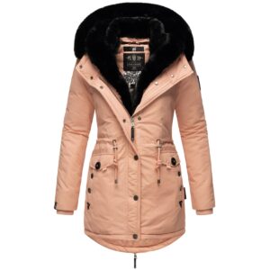 NAVAHOO Damen Wintermantel Winterparka Gefüttert mit 2 Kunstpelz-Kapuzen Sweety Deluxe