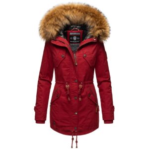 MARIKOO Damen Wintermantel stylischer Winterparka mit abnehmbarem Kunstfell Laviva Princess