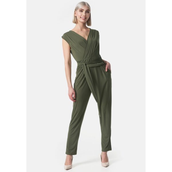 PM SELECTED Damen Overall Business Jumpsuit Wickeloptik mit Bindegürtel ohne Ärmel in Einheitsgröße PM36