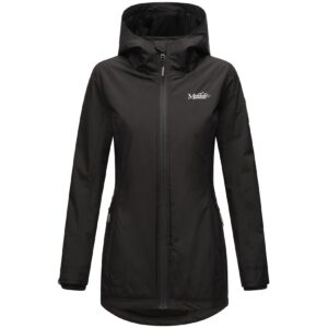 MARIKOO Damen Sportliche Jacke Outdoorjacke Lange Übergangs Regenjacke mit Kapuze Honigbeere