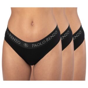 Paolo Renzo® Damen Baumwoll Slip SPORT LINE 6 Paar - Größe XL - Schwarz