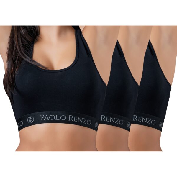 Paolo Renzo® Damen Baumwoll-Bustier SPORT LINE 6 Paar - Größe S - Schwarz