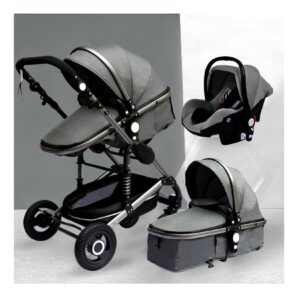 TPFLiving Kombi-Kinderwagen 3in1 Set - Modell 2 Stoff - Khaki