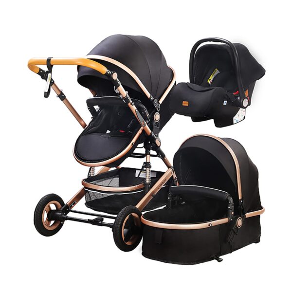 TPFLiving Kombi-Kinderwagen 3in1 Set - Modell Lux 7 Stoff - Grau