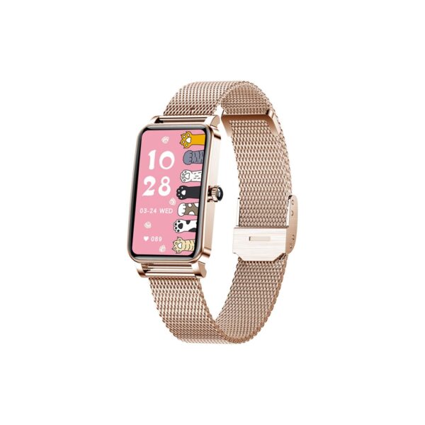 TPFNet Damen Smart Watch / Fitness Tracker IP68 - Milanaise Armband - Android & IOS - Rose Gold