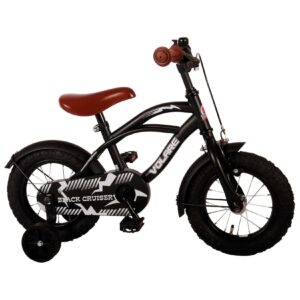 TPFSports Black Cruiser Kinderfahrrad - Jungen - 12 Zoll - Rücktritt + Handbremse - Schwarz