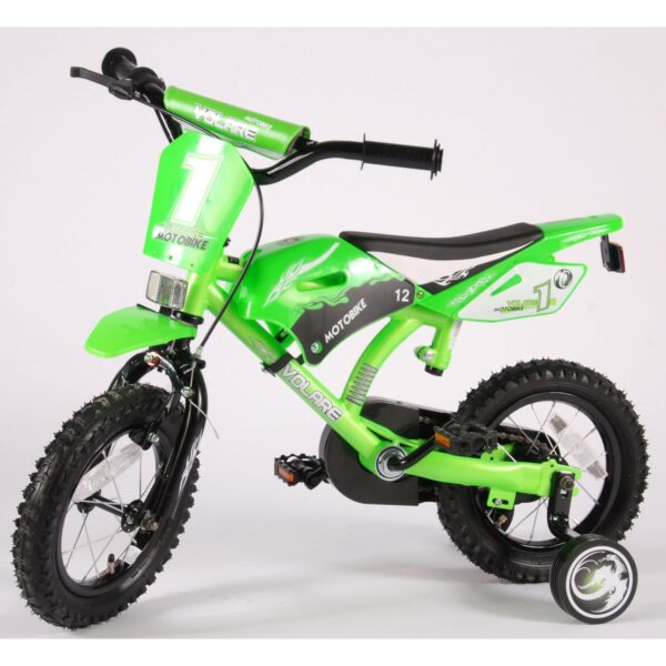 TPFSports Motorrad Kinderfahrrad - Jungen - 12 Zoll - 2 Handbremsen - Grün