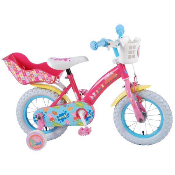 TPFSports Peppa Pig Kinderfahrrad - Mädchen - 12 Zoll - Rücktritt + Handbremse - Pink