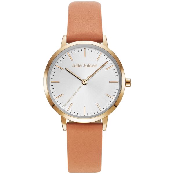 Julie Julsen Damenuhr Edelstahl roséfarben Lederband orange Basic Line