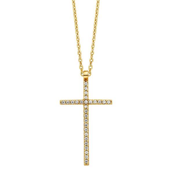 Julie Julsen Anhänger mit Kette 925/- Sterling Silber vergoldet mit Anhänger Kreuz