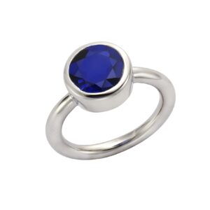 Jamelli Ring 925/- Sterling Silber rhodiniert Quarz blau