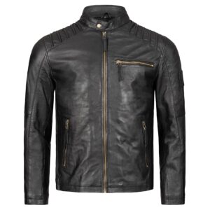 Rock Creek Lederjacke Schwarz Regular Fit