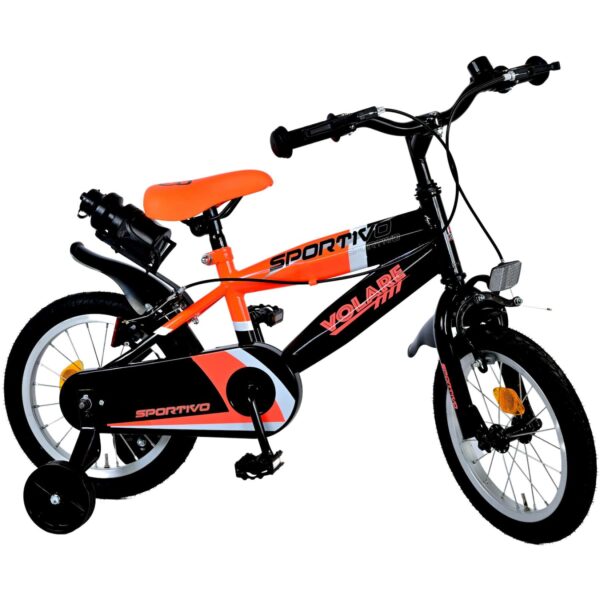 Kinderfahrrad Sportivo Jungen 14 Zoll Kinderrad Neon Orange Schwarz