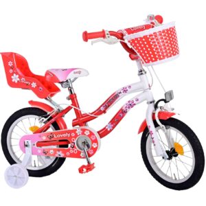 Kinderfahrrad Lovely für Mädchen 14 Zoll Kinderrad Rot Weiß Fahrrad