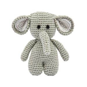 Handgestrickter Elefant gehäkelt aus Baumwolle Spielzeug 15 cm