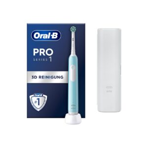 Oral-B Pro 1 Elektrische Zahnbürste Cross Action Caribbean Blue+Reiseetui