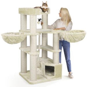 HAPPYPET Premium Kratzbaum 161 cm große Katzen stabil Katzenbaum   Creme