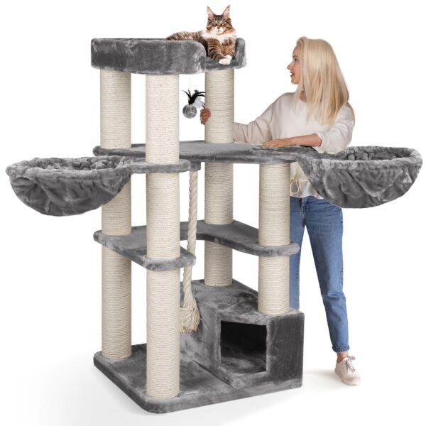 HAPPYPET Premium Kratzbaum 161 cm große Katzen stabil Katzenbaum   Grau