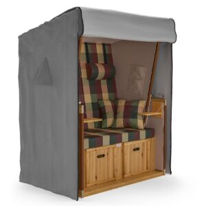 SANZARO Premium Strandkorb Abdeckung mit Ösen Strandkorbhülle   Grau 120 x 90 x 155 cm (BxTxH)