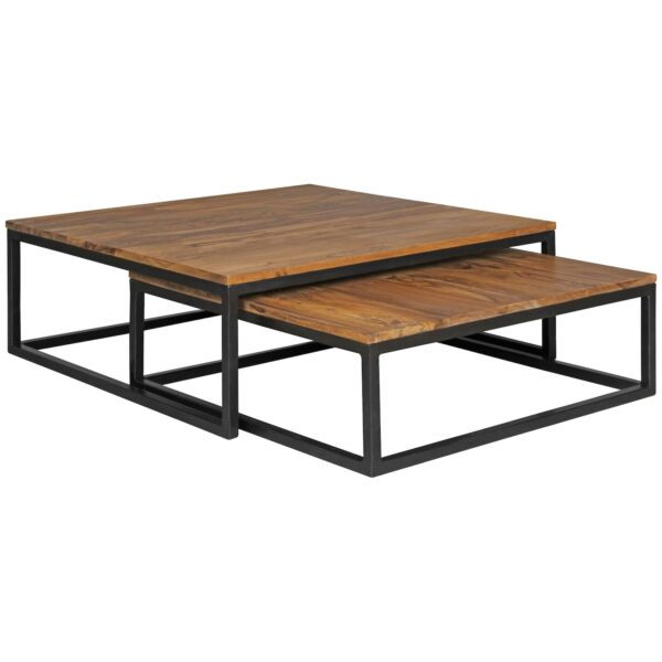 KADIMA DESIGN Couchtisch Set Industrial-Stil - Holzplatte