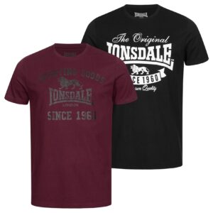 Lonsdale Herren T-Shirt normale Passform Doppelpack TORBAY