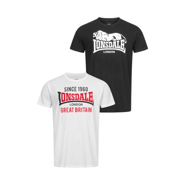 Lonsdale Herren T-Shirt normale Passform Doppelpack COLLESSIE