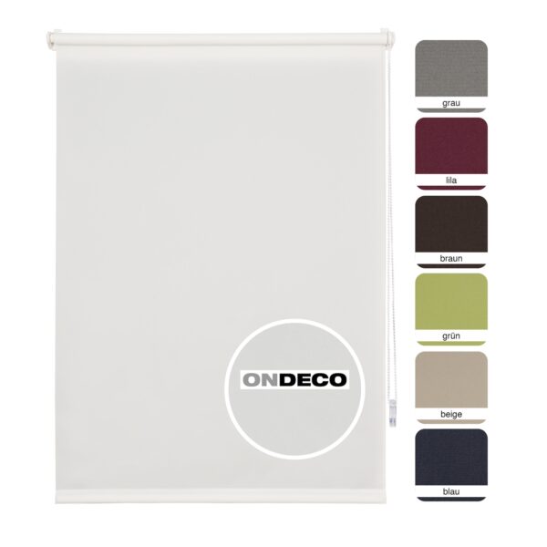 Ondeco Tageslichtrollo Win ohne Bohren Klemmfix lichtdurchlässig und Blickdicht Farbe: Weiß