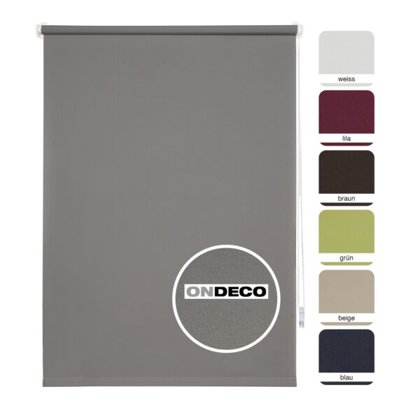 Ondeco Tageslichtrollo Win ohne Bohren Klemmfix lichtdurchlässig und Blickdicht Farbe: Grau