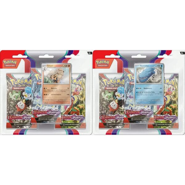 Pokemon 3-er Blister Pack Display Sortierter Artikel Arkani oder Heerashai