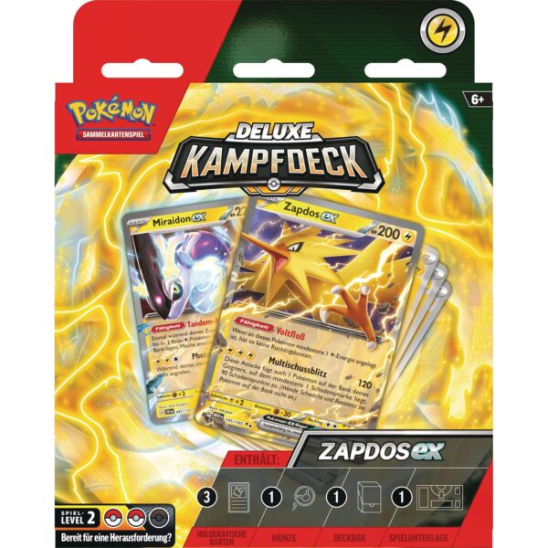 Pokemon Deluxe-Kampfdeck Zapdos-ex (sofort spielbares Deck mit 60 Karten & Zubehör)