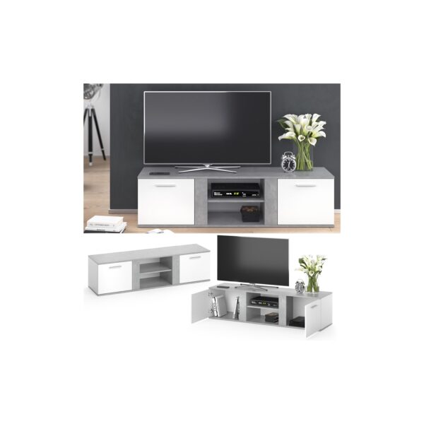 Vicco TV Lowboard Novelli Fernsehschrank Sideboard Fernsehtisch Weiß Beton