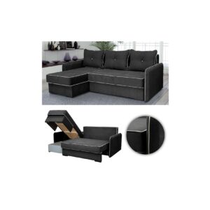 VitaliSpa Ecksofa KANSAS Schlaffunktion Dunkelgrau- Couch Schlafsofa Bett Eckcouch Taschenfederkern Sofa