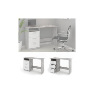 VICCO Schreibtisch MEIKO Weiß Beton Optik Arbeitstisch Bürotisch Regal PC Tisch