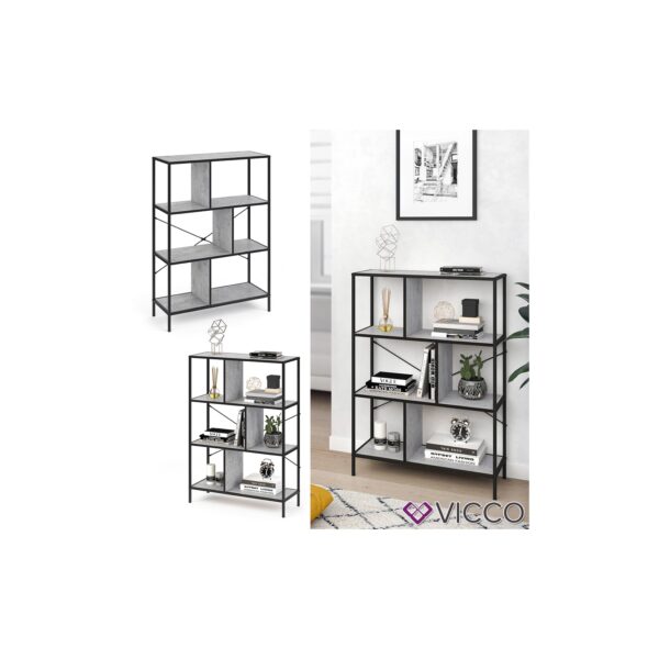 VICCO Loft Bücherregal FYRK Wandregal Standregal Aufbewahrung 113x80x30 Beton