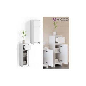 VICCO Badschrank EMMA Weiß - Badezimmerschrank Badregal Midischrank Schublade