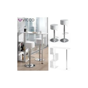 VICCO Bartisch VINCENT Weiß Bartresen Stehtisch Tresentisch Bistrotisch Bar inkl. Barhocker