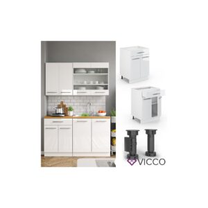 VICCO Schubunterschrank 60 cm Weiß Küchenzeile Unterschrank R-Line