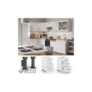 VICCO Schubunterschrank 50 cm Weiß Küchenzeile Unterschrank Fame