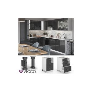 VICCO Schubunterschrank 50 cm Anthrazit Küchenzeile Unterschrank Fame