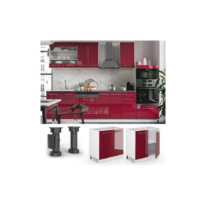 VICCO Unterschrank 80 cm Bordeaux Hochglanz Küchenschrank Hängeschrank Küchenzeile Fame-Line