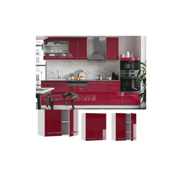 VICCO Hängeschrank 60 cm Bordeaux Hochglanz Küchenschrank Hängeschrank Küchenzeile Fame-Line