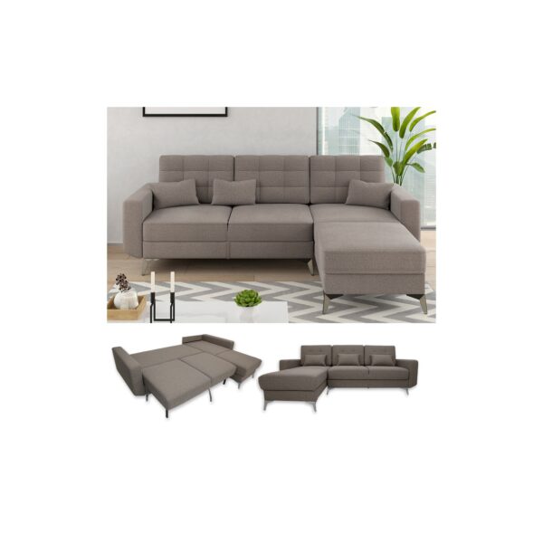 VitaliSpa Ecksofa Schlafsofa Boxspringsofa York Schlaffunktion Bettkasten braun