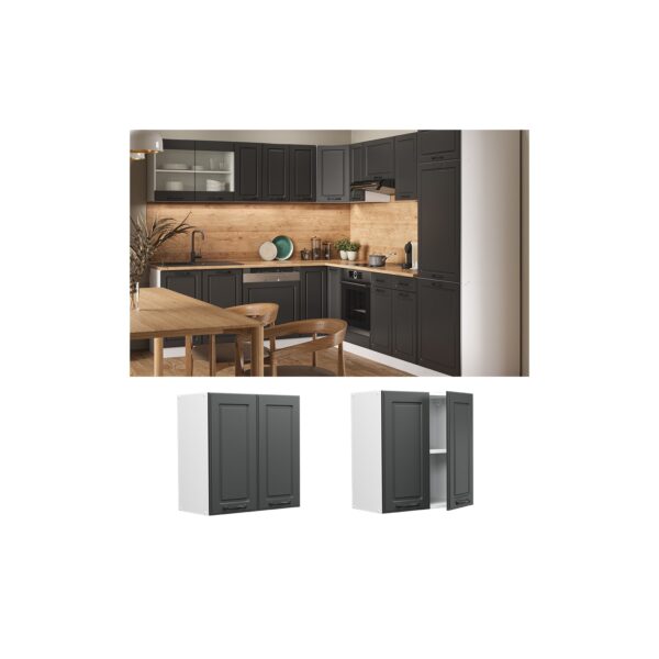 Vicco Hängeschrank Küchenschrank Küchenzeile Landhaus R-Line 60 cm Weiß-Anthrazit