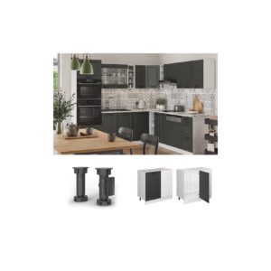 Vicco Eckunterschrank Küchenschrank Küchenzeile R-Line Landhaus 86 cm Weiß Anthrazit Tür