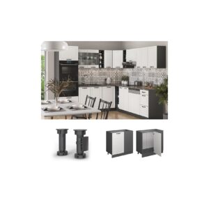 Vicco Eckunterschrank Küchenschrank Küchenzeile R-Line Landhaus 86 cm Anthrazit Weiß Tür