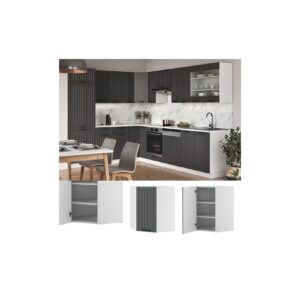 Vicco Eckhängeschrank Küchenschrank Küchenmöbel Fame-Line Landhaus Weiß Anthrazit 57 cm modern